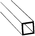 Plastruct 90621 Styrene Tubing Square 1/8 x 15" Long Pkg 7