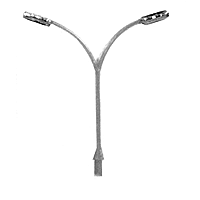 Plastruct 94808 HO 1980s Double-Boulevard Street Lights Non-Operating pkg 4