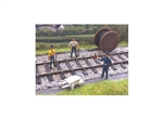 Peco 5078 HO Cable Laying Party 3 Workers, Cable Spool, Wheelbarrow 
