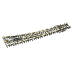 Peco SL-386 N Code 80 Right-Hand Curved Turnout 36/18" Radius Insulfrog