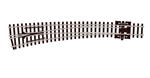 Peco SL-E387 N Code 80 Left-Hand Curved Turnout 36/18" Radius Electrofrog Curved Double Radius Left Hand