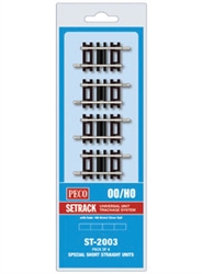 Peco ST-2003 HO Code 100 Nickel Special Short Straight Setrack 1-5/8" Pkg 4