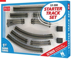 Peco ST-300 N Code 80 Starter Track Set Setrack Oval with 9" Radius Curves Planbook