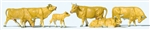 Preiser 10147 HO Cows Light Brown Pkg 6