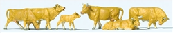 Preiser 10147 HO Cows Light Brown Pkg 6
