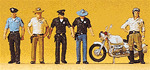 Preiser 10370 HO USA Police & Motorcycle 5 Officers 1 Motorcycle