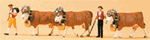 Preiser 10404 HO People Working 2 Swiss Dairymen w/3 Cows