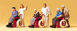 Preiser 10479 HO Pedestrians Elderly Being Pushed in Wheelchairs Pkg 3 2 Figures Each