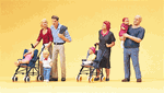 Preiser 10494 HO Pedestrians Parents w/Children & Strollers