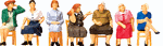 Preiser 10580 HO Pedestrians Waiting Women Sitting on Chairs Pkg 7