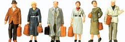Preiser 10582 HO Walking Passengers w/Luggage Early Era III Pkg 6