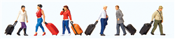 Preiser 10640 HO Walking Travelers w/Rolling Suitcases 3 Men 3 Women 6 Suitcases