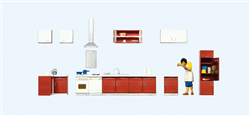 Preiser 10646 HO Mother Cooking Woman & Kitchen Furniture
