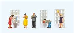 Preiser 10675 HO At the Bookstore Pkg 5 Shelves