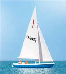 Preiser 10679 HO Korsar Sailboat w/3 Sailors Sails Up Yellow Red Black Kit