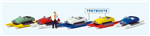 Preiser 10685 HO Pedal Boat Rental w/German Sign 5 Boats