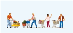 Preiser 10722 HO Shoppers w/ Shopping Carts Pkg 4