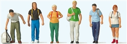 Preiser 10725 HO Train Travelers w/Backpacks & Bags pkg(6)