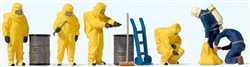Preiser 10733 HO Firemen Pkg 6 Wearing Yellow Hazmat Suits