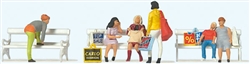 Preiser 10738 HO Shopping People on Park Bench Pkg 6