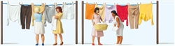 Preiser 10741 HO Women Hanging Laundry 4 Women and 2 Clothes Lines