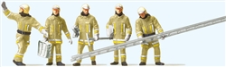 Preiser 10770 HO Modern Firemen Arriving at Scene with Accessories Beige Uniforms pkg(5)