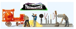 Preiser 10778 HO Construction Workers with Accessories 3 Figures Cement Mixer Tools