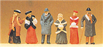 Preiser 12197 HO 1900s Figures Passers-By Wearing Winter Clothes pkg(6)