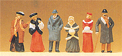 Preiser 12197 HO 1900s Figures Passers-By Wearing Winter Clothes pkg(6)
