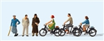 Preiser 12484 HO Passers-By and Cyclists 1936 3 Standing and 3 On Bikes