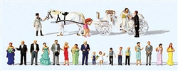 Preiser 13011 HO Wedding Reception with Horse-Drawn Carriage Carriage Horses 21 Figures
