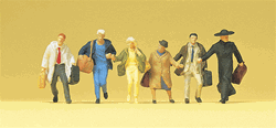 Preiser 14068 HO Pedestrians Travellers Hurrying Pkg 6