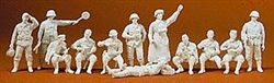 Preiser 16501 HO Former German Army WWII Unpainted Figures Infantry at Rest pkg 12