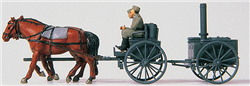 Preiser 16507 HO Former German Army WWII Horse-Drawn Transport Plastic Kit Unpainted Field Kitchen w/2-Horse Hitch & Driver
