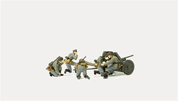 Preiser 16591 HO Former German Army WWII Artillery PAK L/45 Anti-Tank Gun In Action w/Gun Crew