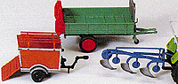 Preiser 17918 HO Farm Implements Manure Spreader Trailer & Plow
