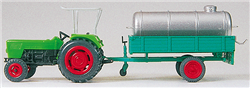 Preiser 17937 HO Farm Machinery Tractors Deutz D 6206 w/Single Axle Trailer Carrying Manure Tank
