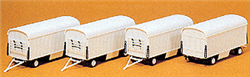 Preiser 20006 HO Modern Circus Wagon Set Plastic Kits Equipment Wagons Pkg 4 Undecorated