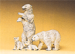 Preiser 20384 HO Animals Polar Bears 2 Adults, 2 Cubs