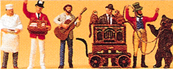 Preiser 24653 HO Fair Musicians/Vendors pkg(6)