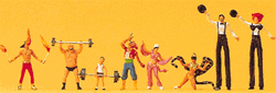 Preiser 24656 HO Circus Figures Sideshow Performers Pkg 8