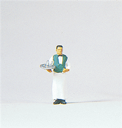 Preiser 28044 HO Individual Figure Working People Waiter with Serving Tray White Uniform, Green Vest