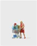 Preiser 28081 HO Individual Figure Pedestrians Shopaholic w/Loaded Cart