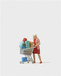 Preiser 28081 HO Individual Figure Pedestrians Shopaholic w/Loaded Cart