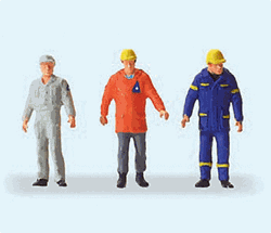 Preiser 28149 HO Emergency Personnel 60 Years Technical Emergency Service THW 3 Figures in Period Uniform