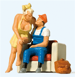 Preiser 28182 HO Home From a Busy Workday 2 Figures & Chair