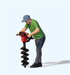 Preiser 28263 HO Drilling the Ground Individual Figure Man with Auger