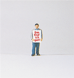 Preiser 29049 HO Individual Figure Working People Man Carrying Sandwich Board Sign