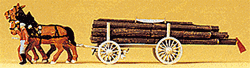 Preiser 30465 HO Horse-Drawn Wagon Log Wagon w/Driver & Load