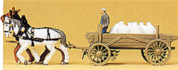 Preiser 30470 HO Horse-Drawn Wagon Cargo Wagon w/Horses Assembled